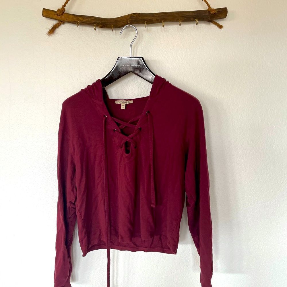 Maroon lace up sweater
